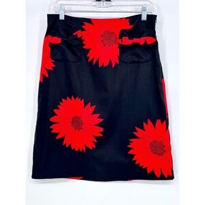 NWT Grace Dane Lewis Workshop Black Red Sunflower Print Skirt Size 10 Floral